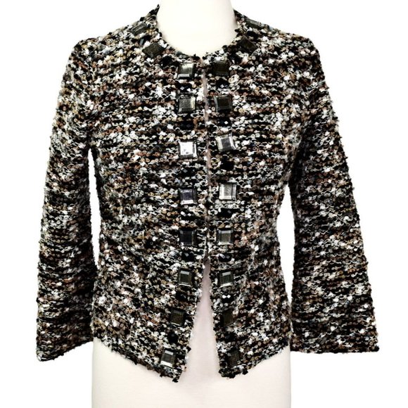 Alberto Makali Marled Loop Knit Embellished Jacket/Cardigan - Picture 1 of 11
